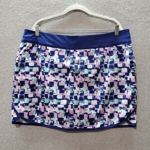 Adidas‎ Women Activewear Skirt XL Pink Geometric Mini Lined Pockets Logo Pull On
